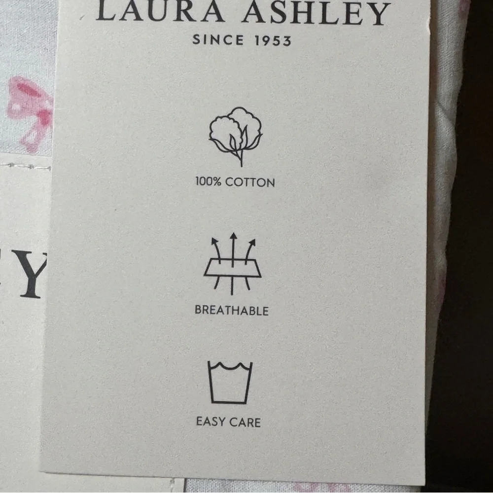 NEW Laura Ashley LOVELY BOWS Pink/White 3pc Twin Sheet‎ Set